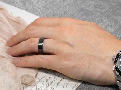 Black Zirconium Flat Court Easy Fit Polished Wedding Ring 4.0mm, Size L, 1.6mm Wall - Standard Image - 4