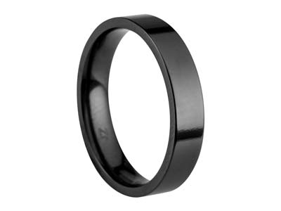 Black Zirconium Easy Fit Polished Wedding Ring 4.0mm, Size X, 1.6mm Wall