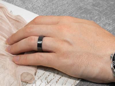 Black Zirconium Easy Fit Polished Wedding Ring 4.0mm, Size X, 1.6mm Wall - Standard Image - 4