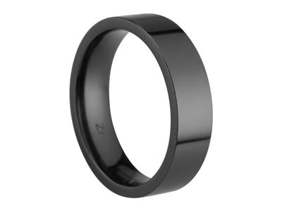 Black Zirconium Flat Court Easy Fit Polished Wedding Ring 5.0mm, Size I, 1.8mm Wall - Standard Image - 1