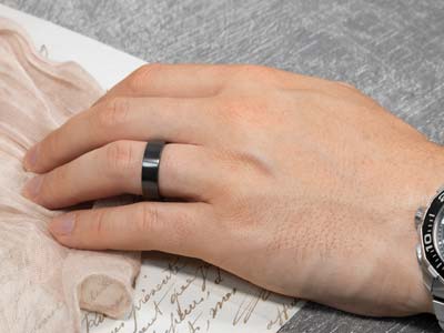 Black Zirconium Flat Court Easy Fit Polished Wedding Ring 5.0mm, Size L, 1.8mm Wall - Standard Image - 4