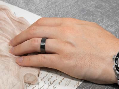 Black Zirconium Flat Court Easy Fit Polished Wedding Ring 5.0mm, Size P, 1.8mm Wall - Standard Image - 4