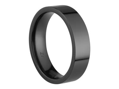 Black Zirconium Flat Court Easy Fit Polished Wedding Ring 5.0mm, Size S, 1.8mm Wall - Standard Image - 1