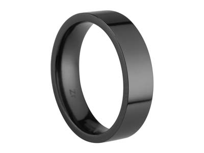 Black Zirconium Flat Court Easy Fit Polished Wedding Ring 5.0mm, Size V, 1.8mm Wall - Standard Image - 1