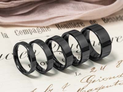 Black Zirconium Flat Court Easy Fit Polished Wedding Ring 6.0mm, Size Q, 1.8mm Wall - Standard Image - 3