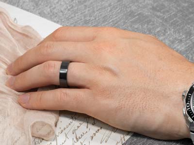 Black Zirconium Flat Court Easy Fit Polished Wedding Ring 6.0mm, Size S, 1.8mm Wall - Standard Image - 4