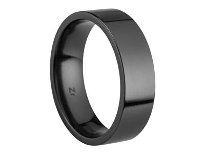 Black Zirconium Flat Court Easy Fit Polished Wedding Ring 6.0mm, Size Z, 1.8mm Wall - Standard Image - 1