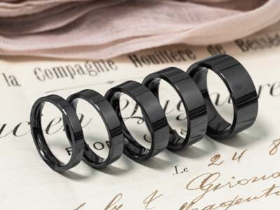 Black Zirconium Flat Court Easy Fit Polished Wedding Ring 8.0mm, Size Q, 2.0mm Wall - Standard Image - 3