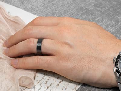 Black Zirconium Flat Court Easy Fit Polished Wedding Ring 8.0mm, Size Z, 2.0mm Wall - Standard Image - 4