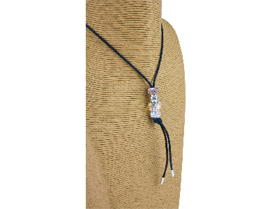 Silver Black Cord Bead Carrier     Necklet - Standard Image - 3