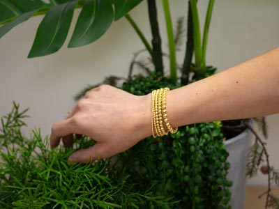 Gold Filled 4mm Beaded Stretch     Bracelet 16.5cm/6.5