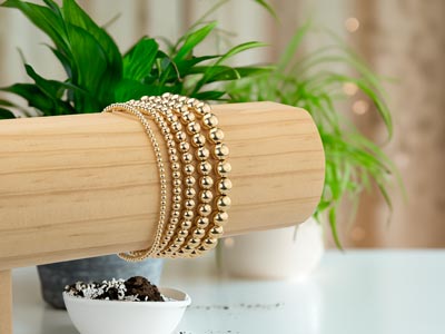 Gold Filled 5mm Beaded Stretch     Bracelet 16.5cm/6.5