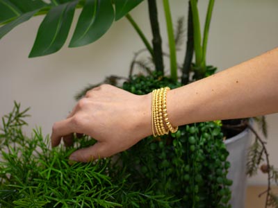 Gold Filled 5mm Beaded Stretch     Bracelet 16.5cm/6.5