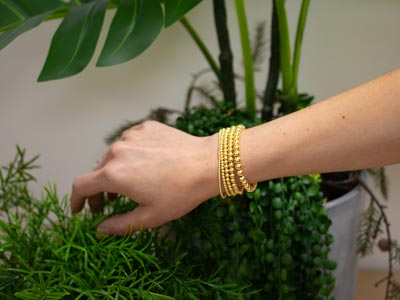 Gold Filled 6mm Beaded Stretch     Bracelet 16.5cm/6.5