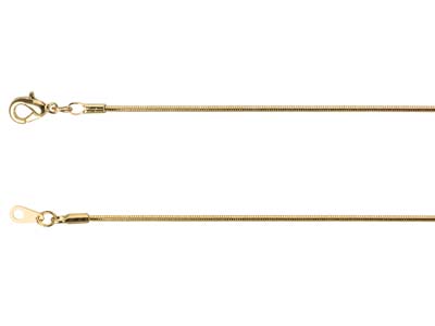 Gold Plated 1.1mm Round Snake Chain 18''/45cm Unhallmarked - Standard Image - 2
