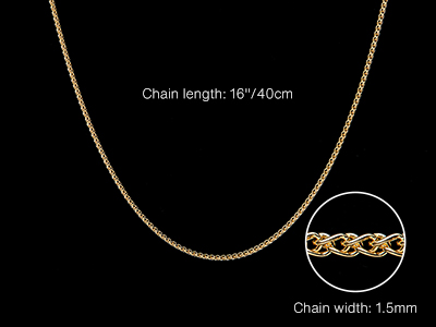 9ct Yellow Gold 1.5mm Spiga Chain  16