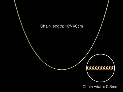 9ct Yellow Gold 0.8mm Diamond Cut  Curb Chain 16