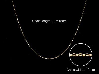 9ct Yellow Gold 1.0mm Diamond Cut  Belcher Chain 18