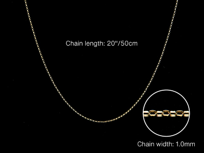 9ct Yellow Gold 1.0mm Diamond Cut  Belcher Chain 20
