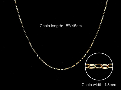 9ct Yellow Gold 1.7mm Diamond Cut  Belcher Chain 18