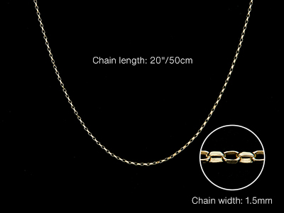 9ct Yellow Gold 1.5mm Diamond Cut  Belcher Chain 20