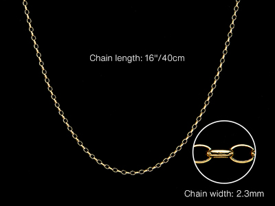 9ct Yellow Gold 2.3mm Belcher Chain 16