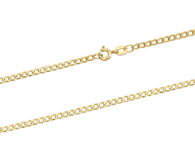 9ct Yellow Gold 2.3mm Extra Light  Flat Hollow Curb Chain 18
