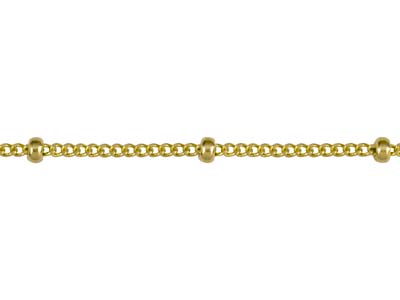 9ct Yellow Gold 0.9mm Curb Chain With Bead Stations 16