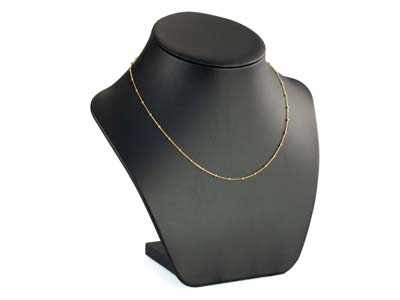 9ct Yellow Gold 0.9mm Curb Chain With Bead Stations 16