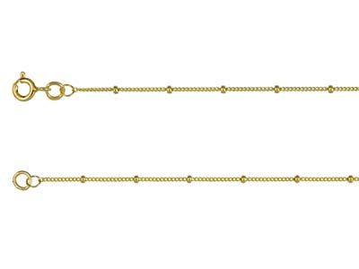 9ct Yellow Gold 0.9mm Curb Chain With Bead Station 18''/45cm Hallmarked - Standard Image - 2