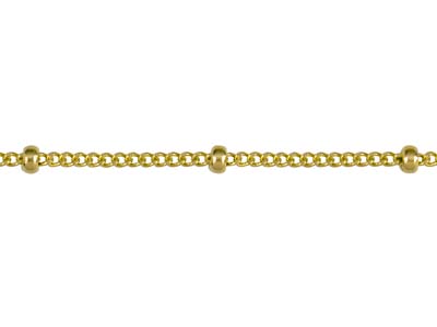 9ct Yellow Gold 0.9mm Curb Chain With Bead Station 18''/45cm Hallmarked - Standard Image - 3