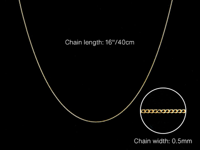 9ct Yellow Gold 0.5mm Diamond Cut  Curb Chain 16