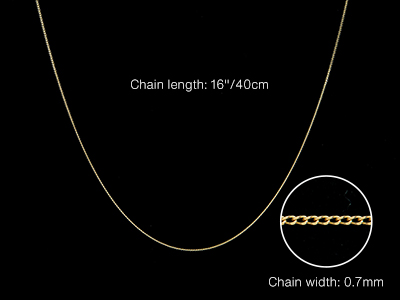 9ct Yellow Gold 0.7mm Diamond Cut  Curb Chain 16