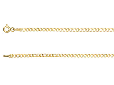 9ct Yellow Gold 2.6mm Diamond Cut  Flat Hollow Curb Chain 16