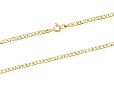 9ct Yellow Gold 2.6mm Diamond Cut  Flat Hollow Curb Chain 18