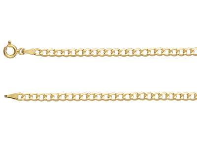 9ct Yellow Gold 3.3mm Diamond Cut  Flat Hollow Curb Chain 18