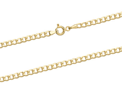 9ct Yellow Gold 3.3mm Diamond Cut  Flat Hollow Curb Chain 18