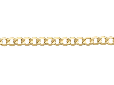 9ct Yellow Gold 3.3mm Diamond Cut  Flat Hollow Curb Chain 18