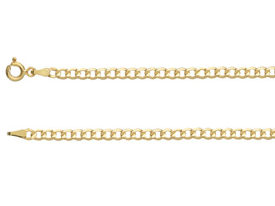 9ct Yellow Gold 3.3mm Diamond Cut  Flat Hollow Curb Chain 2050cm    Hallmarked