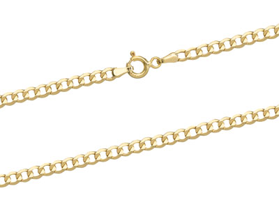 9ct Yellow Gold 3.3mm Diamond Cut  Flat Hollow Curb Chain 20