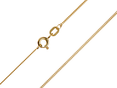 9ct Yellow Gold 0.8mm Diamond Cut  Curb Chain 2050cm Hallmarked