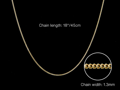 9ct Yellow Gold 1.3mm Diamond Cut  Curb Chain 18