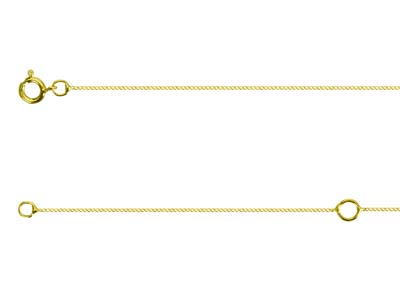 9ct Yellow Gold 0.5mm Extendable   Diamond Cut Curb Chain             16-18