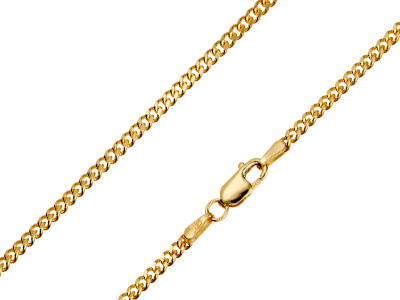 9ct Yellow Gold 2.1mm Diamond Cut  Curb Chain 1845cm Hallmarked