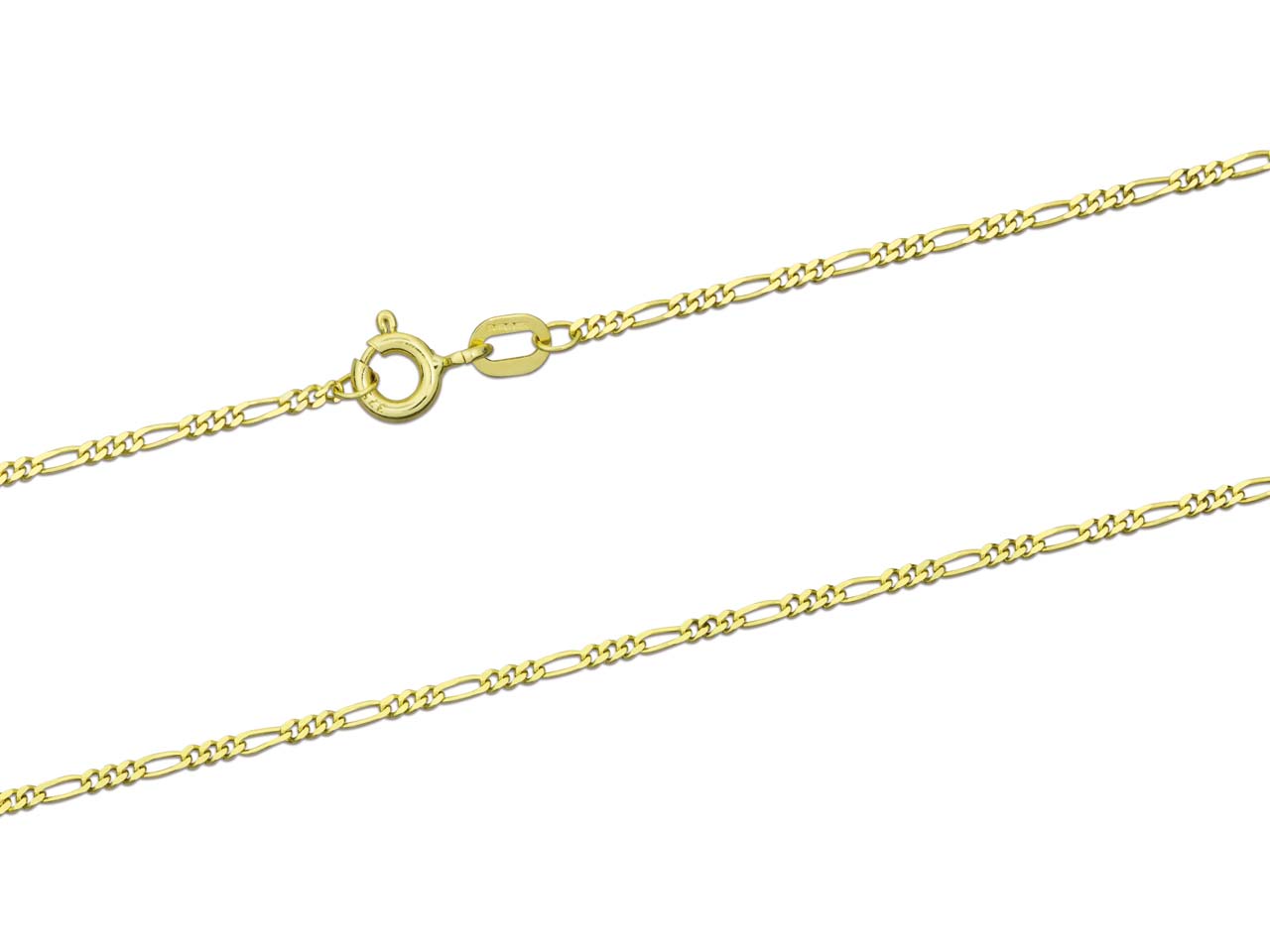 9ct Yellow Gold FIGARO 1.3mm Jewellery Chain 16"/18" Necklace UK HALLMARKED