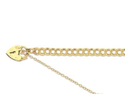 9ct Yellow Gold 3.5mm Double Curb  Bracelet 7.5