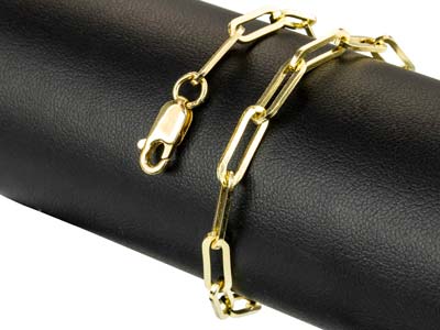 9ct Yellow Gold 3.9mm Square Long   Trace Bracelet 7.5