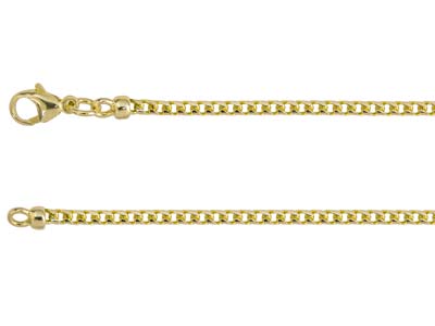 9ct Yellow Gold 2.4mm Tight Filed Bevelled Curb Chain 16''/40cm Hallmarked - Standard Image - 2