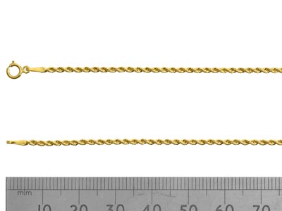 9ct Yellow Gold 1.6mm Hollow Rope  Chain 16