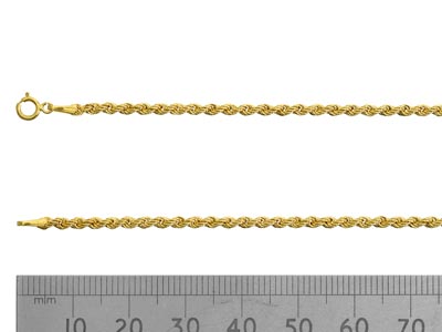 9ct Yellow Gold 2.0mm Hollow Rope  Chain 18